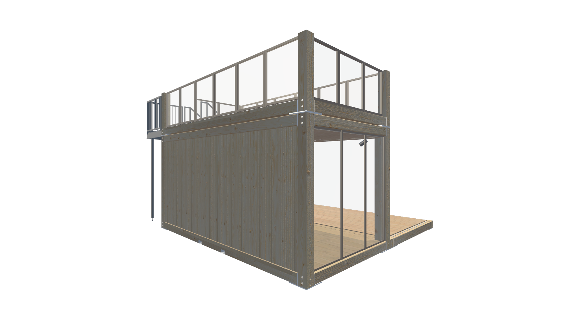 Gastro-Container Holz – Café & Rooftop Screenshot - Hinten Links