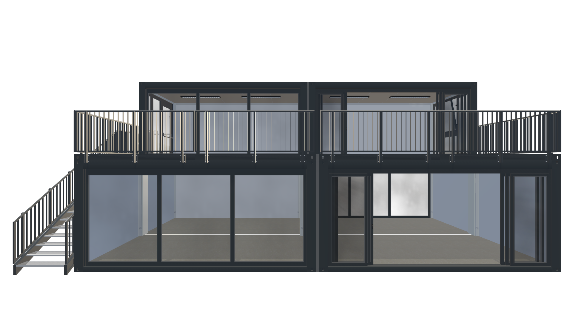 Messecontainer Premium-Lounge – Doppelstock-System Screenshot - Frontal