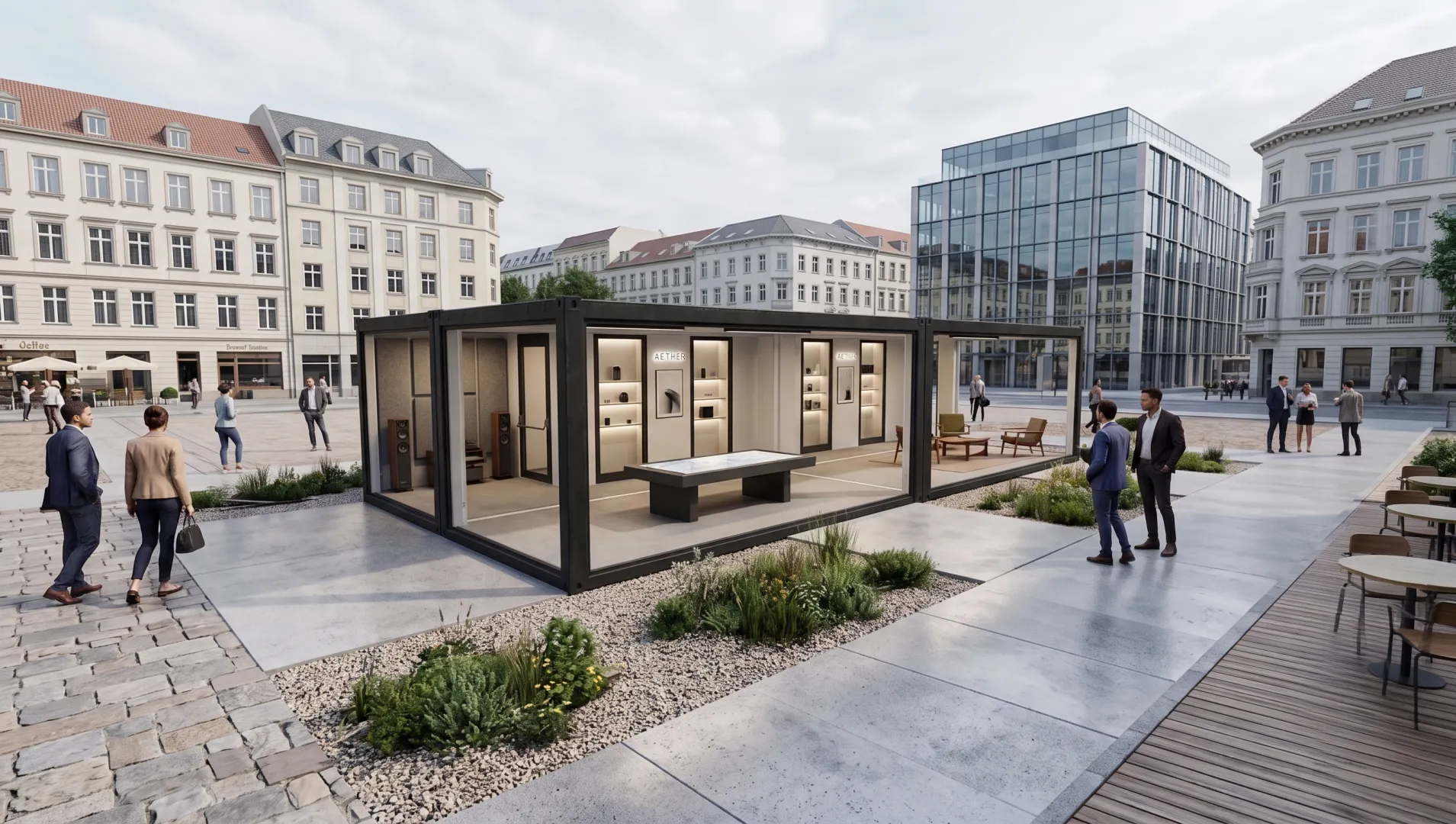 Offene Pop-Up Boutique in der Stadt Offene Pop-Up Boutique