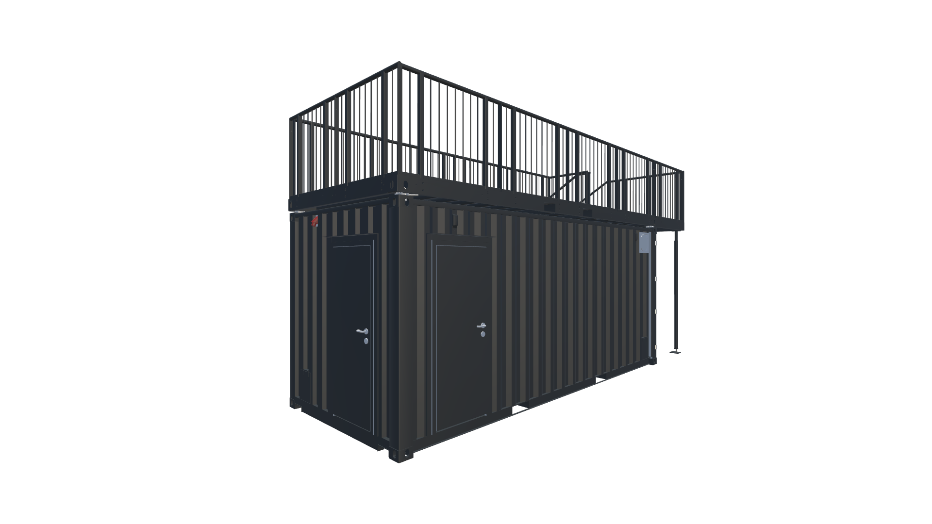 20 Fuß Kiosk Container mit Dachterrasse Screenshot - Hinten Rechts