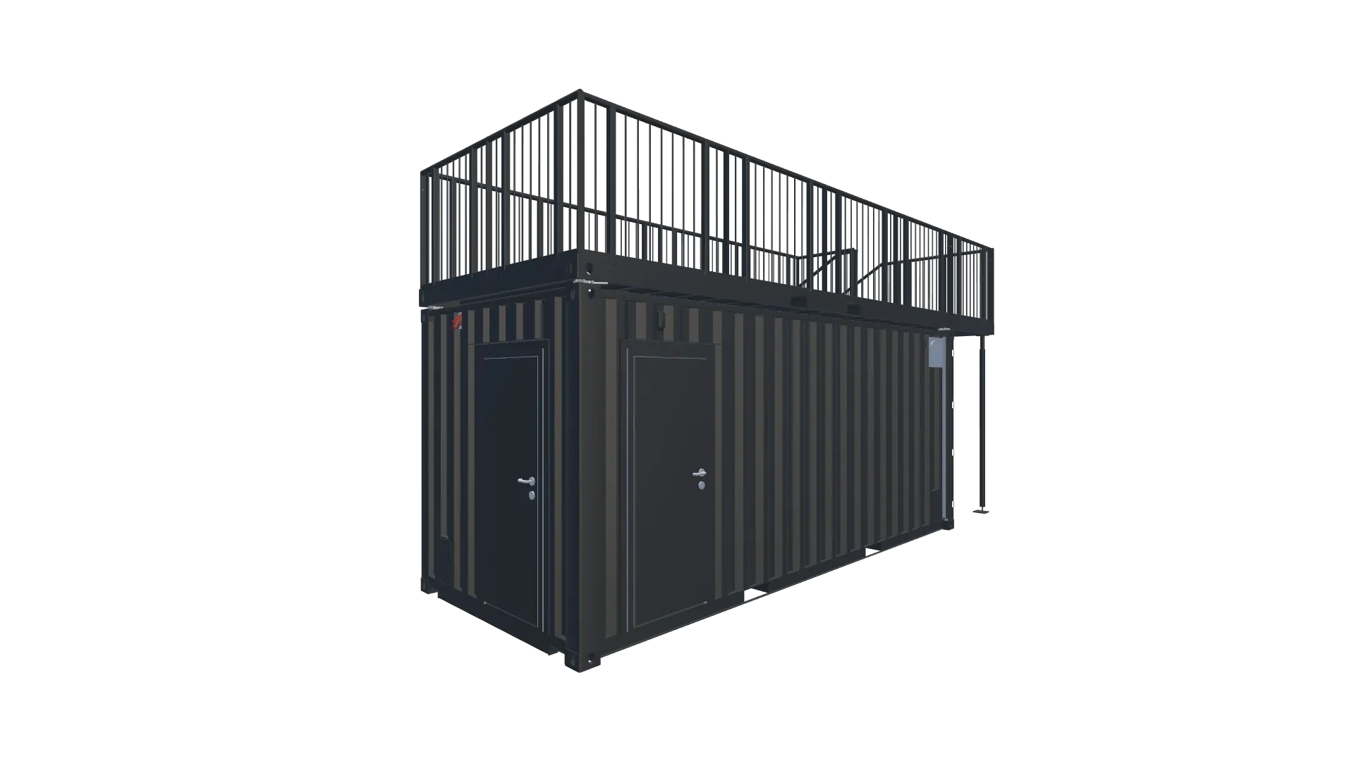 20 Fuß Kiosk Container mit Dachterrasse Screenshot - Hinten Rechts 20 Fuß Kiosk Container mit Dachterrasse Screenshot - Hinten Rechts