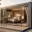 Foto Modern ausgebauter Wohn- und Hotelcontainer mit großer Glasfront, Terrasse, Doppelbett und Holzinnenverkleidung in einer grünen Außenanlage.