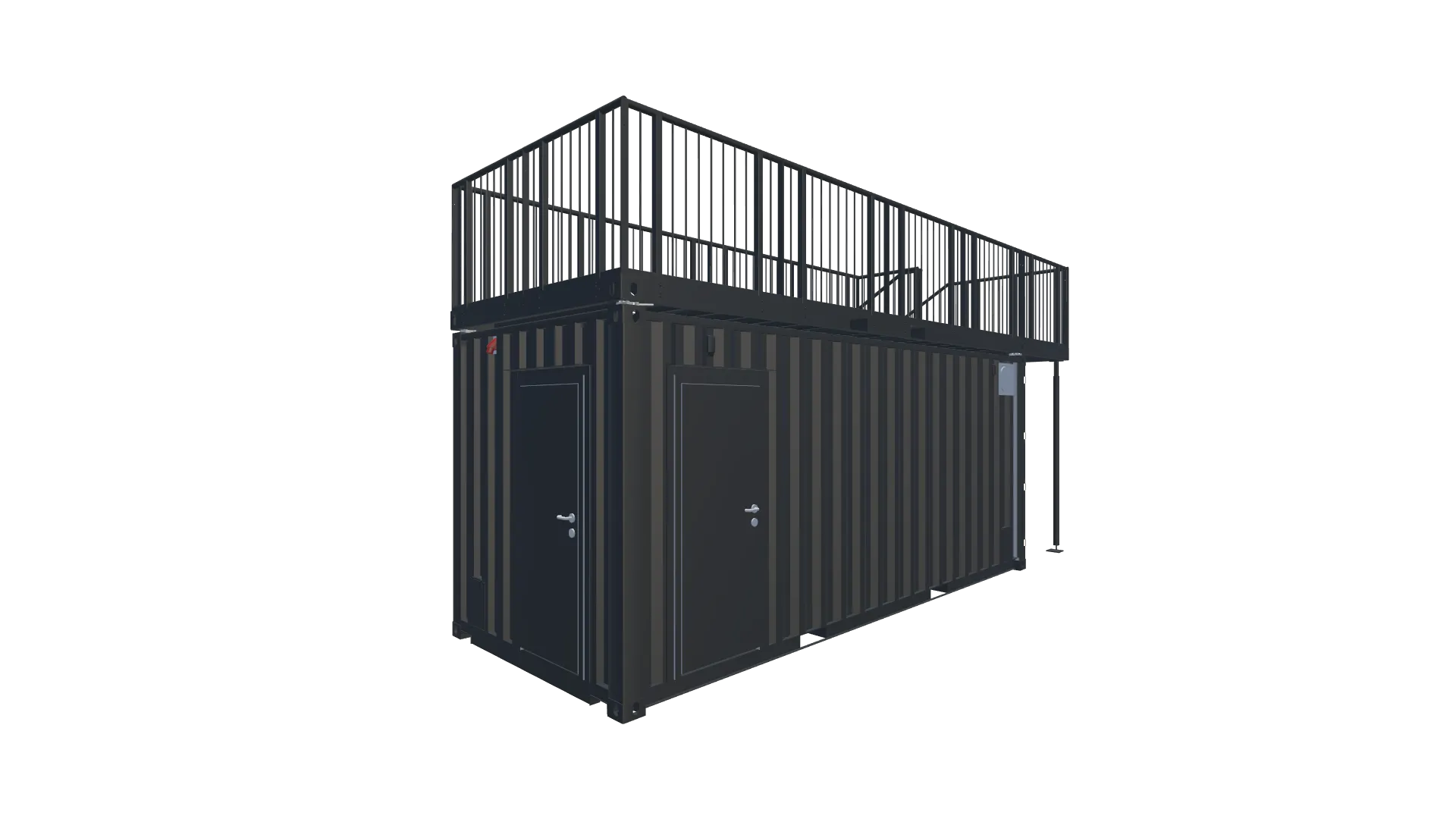 Roadshow-Seecontainer – Mobiler Promotionstand mit Dachterrasse Screenshot - Hinten Rechts Roadshow-Seecontainer – Mobiler Promotionstand mit Dachterrasse Screenshot - Hinten Rechts