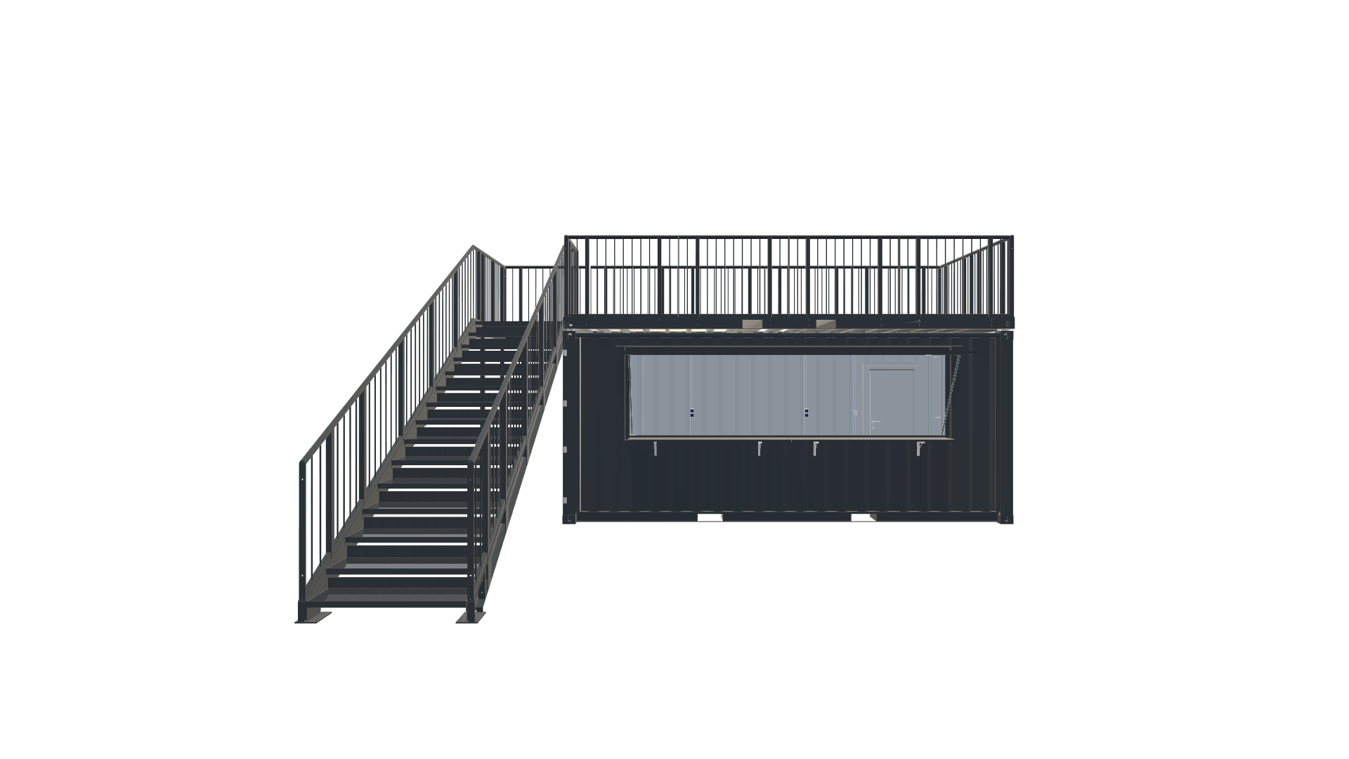 20 Fuß Kiosk Container mit Dachterrasse Screenshot - Frontal