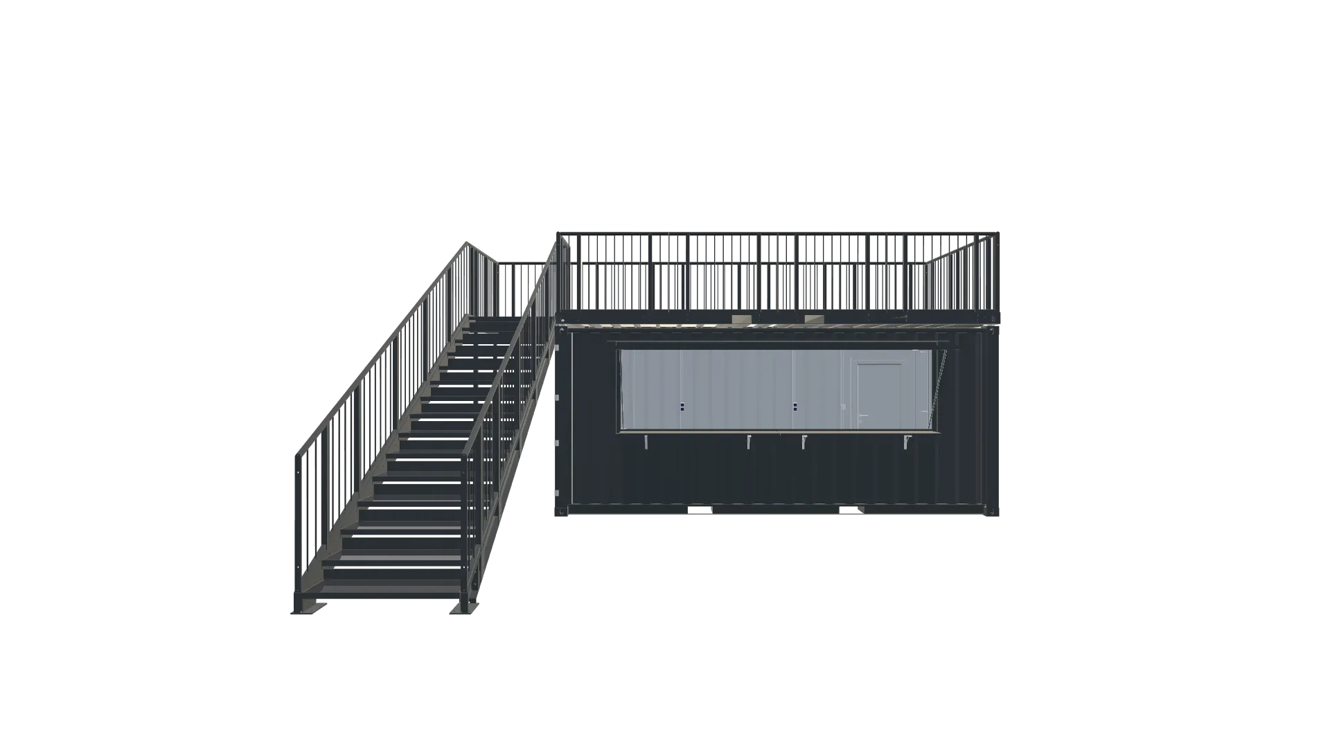 20 Fuß Kiosk Container mit Dachterrasse Screenshot - Frontal 20 Fuß Kiosk Container mit Dachterrasse Screenshot - Frontal