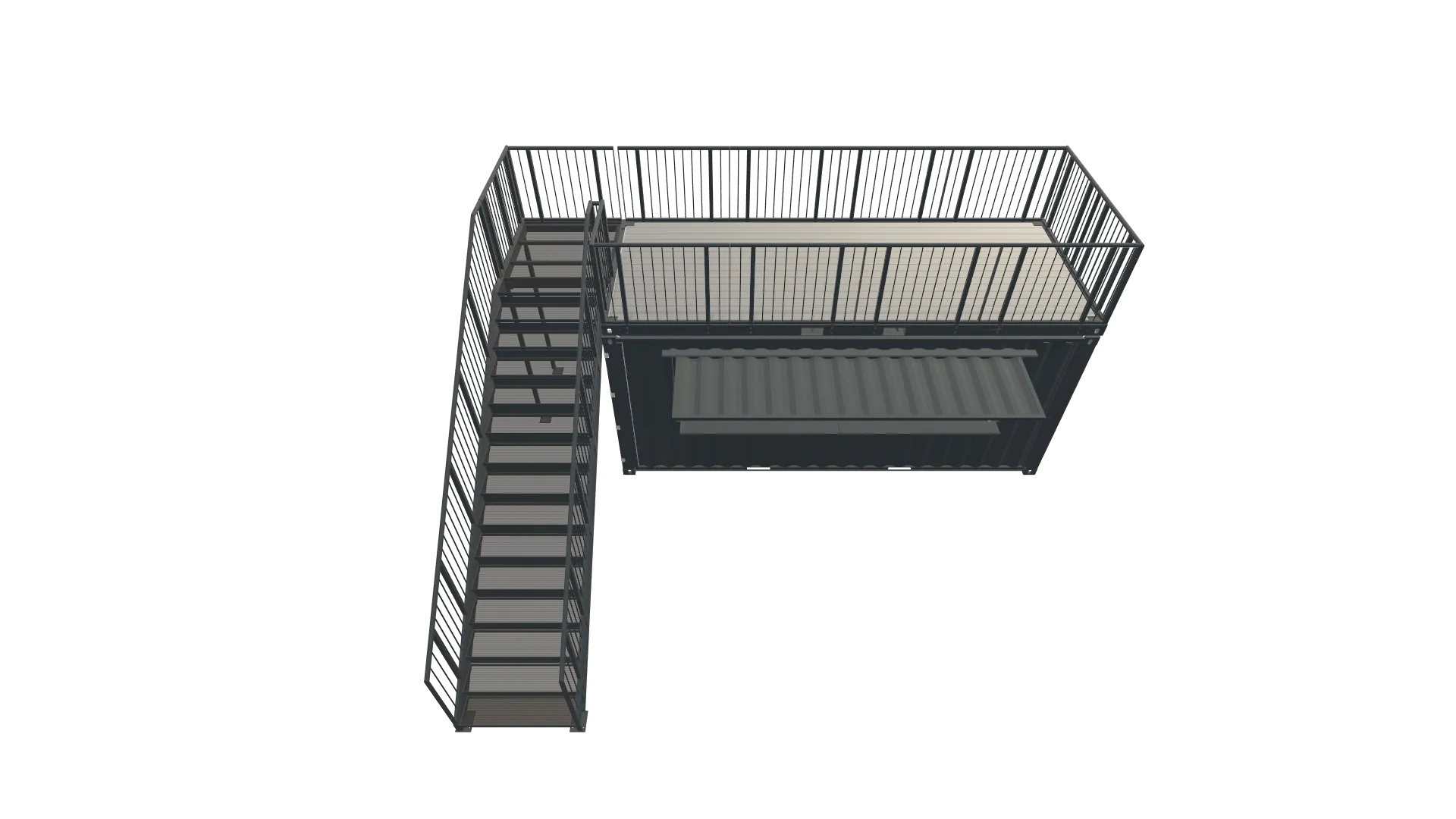 20 Fuß Kiosk Container mit Dachterrasse Screenshot - Schräg Oben 20 Fuß Kiosk Container mit Dachterrasse Screenshot - Schräg Oben