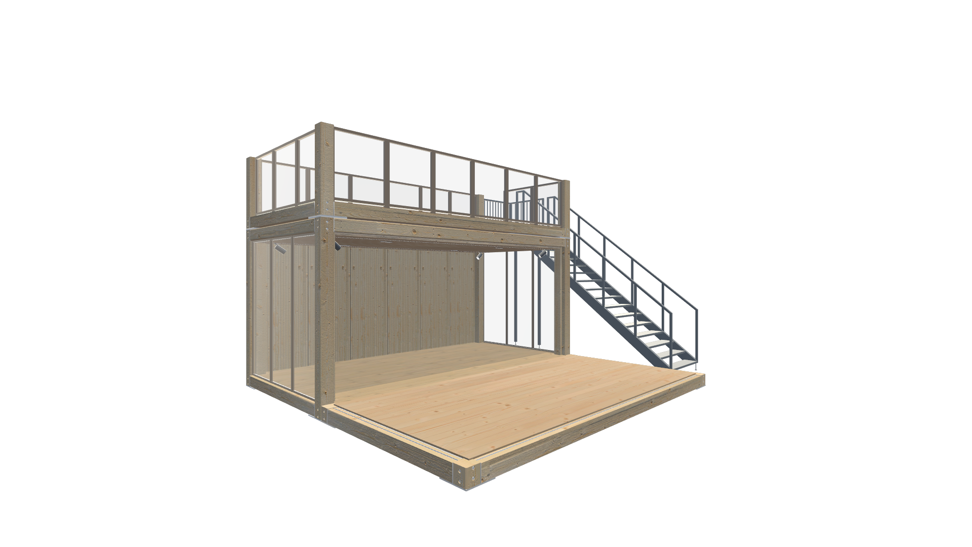 Gastro-Container Holz – Café & Rooftop Screenshot - Vorne Links