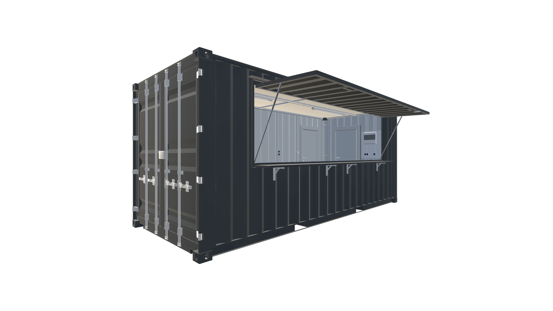 20 Fuß Kiosk Container Screenshot - Vorne Links