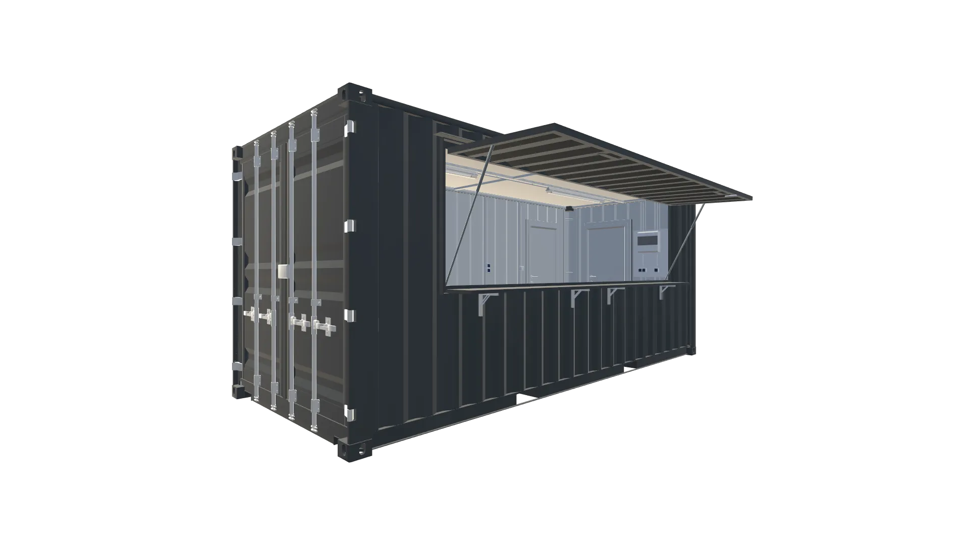 20 Fuß Kiosk Container Screenshot - Vorne Links 20 Fuß Kiosk Container Screenshot - Vorne Links