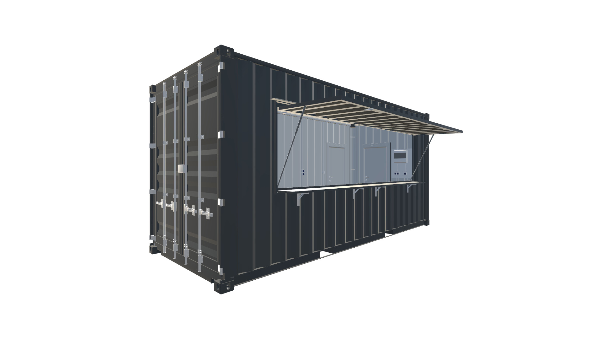 20 Fuß HC Kiosk Container Screenshot - Vorne Links