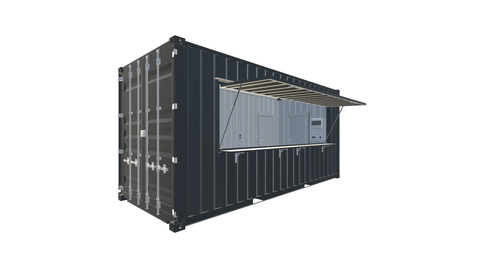 20 Fuß HC Kiosk Container Screenshot - Vorne Links 20 Fuß HC Kiosk Container Screenshot - Vorne Links